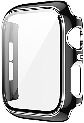 Ankang Glass + Tampa para Apple Watch Case 45mm 41mm 44mm 40mm Duas tela colorida Protetor de pára -choques