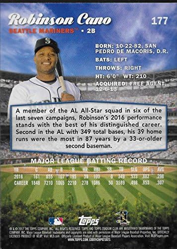 2017 Topps Stadium Club 177 Robinson Cano Seattle Mariners Baseball Card