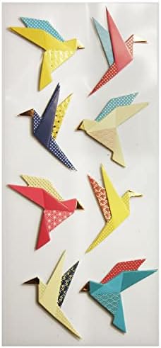 Adesivos com relevo com brilho - pássaros origami