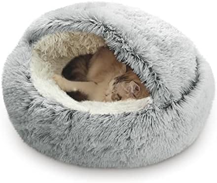 Cão gato cão redondo cama de animal de estimação saco de dormir quente e luxuoso cama de animais de