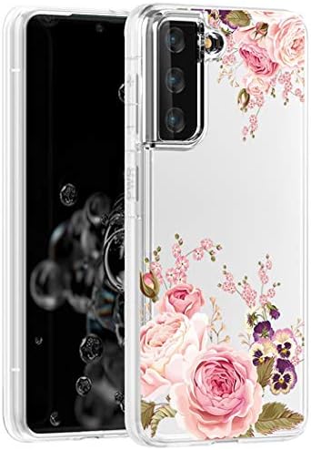 Caso Yerebel Galaxy S21 5G, Caso Samsung S21 Cute, Clear Flexible Flor Flexible Bumper TPU Soft Rubber