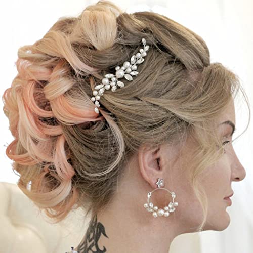 Jakawin Pearl Bride Wedding Hair Pins Silver Rhinestone Hair Principal Cristal Capace