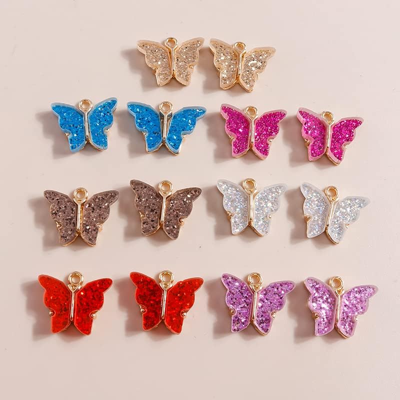 Felixta Mix Charmos coloridos de borboleta de borboleta para brincos de bretha de pulseira de pendurações