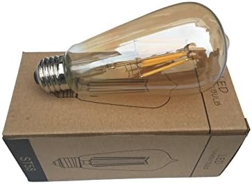 LED Vintage Edison Bulb ST64/ST19, corpo de vidro dourado, lâmpada de filamento de 8W, base e26,