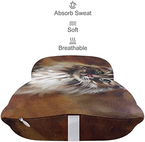 Pintura vintage de gato 2pcs travesseiros de pescoço de carro respirável Auto-restaurante cabeça de cabeça