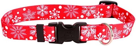 Design de cão amarelo Red Flakes Snow Collar, X-Small-3/8 de largura e se encaixa no pescoço de 8 a 12