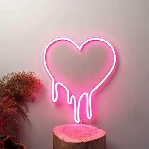 Heartwish Heart Neon sinal de parede artesanal Decoração de arte da casa amor Luzes de desenho animado Luzes