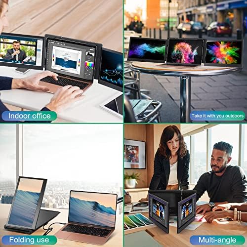Monitor Portátil de 13,3 ”para Laptop, Ofiyaa P2 Pro Triple Laptop Monitor, monitor duplo externo para