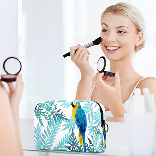 Bolsa de higiene pessoal, bolsa de cosméticos de maquiagem para homens, homens tropicais azuis papagaio