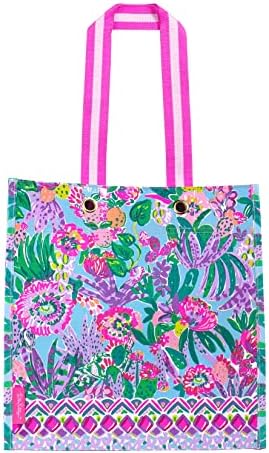 Lilly Pulitzer Market Shopper Bag, Mercearia reutilizável, bolsa de ombro para produtos ou viagens