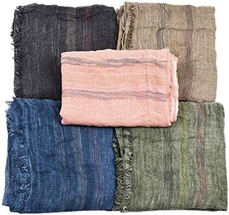 Kangqifen unissex listrado lenço macio linho de algodão lenços grandes grandes 75 x 35 polegadas