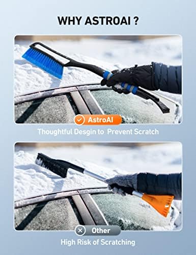 Astroai 27 Brush de neve e raspador de gelo destacável com aderência de espuma ergonômica para carros,