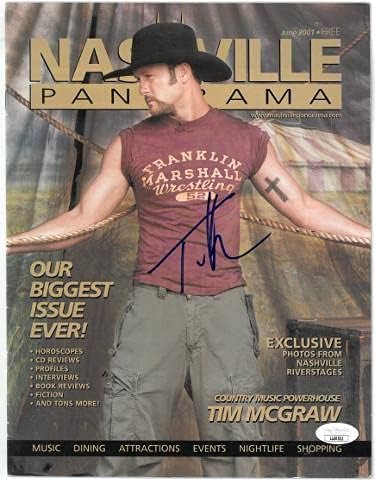 Tim McGraw assinou junho de 2001 na revista Nashville Panorama- LL60502 - JSA Certified - Revistas de música