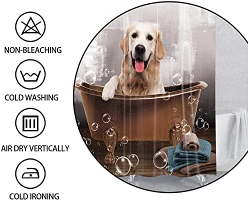 Cortana de chuveiro de cães engraçado do Aquar para banheiro, cortinas de banho de cão de cães bonitas com 12