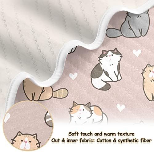Cobertor de gato de gato cobertor de algodão para bebês, recebendo cobertor, cobertor leve e