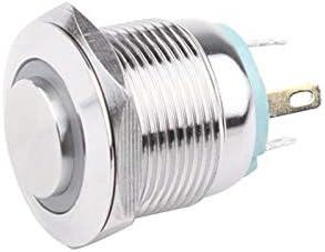Waazvxs 19mm de botão de push de metal curto com lâmpada LED Auto-reset/Momentary Car/Computador/Doorbell