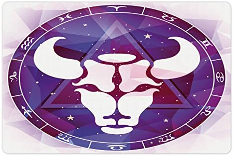 Taurus Lunarable tapete de estimação para comida e água, zodíaco no touro com triângulo geométrico sobre a