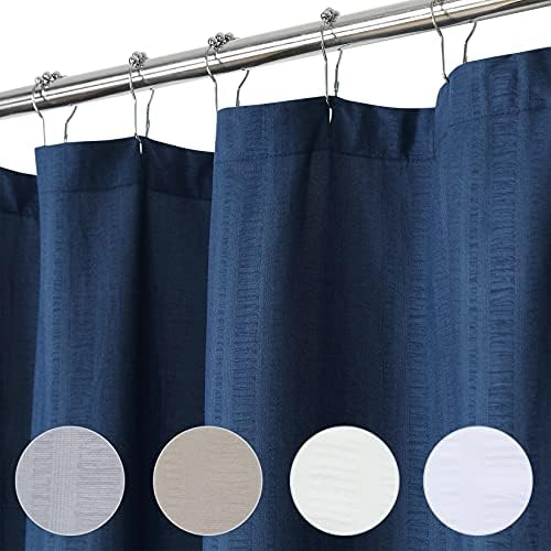 Cortinas de chuveiro de tecido azul caromio para banheiro, cortinas de videiras texturizadas de