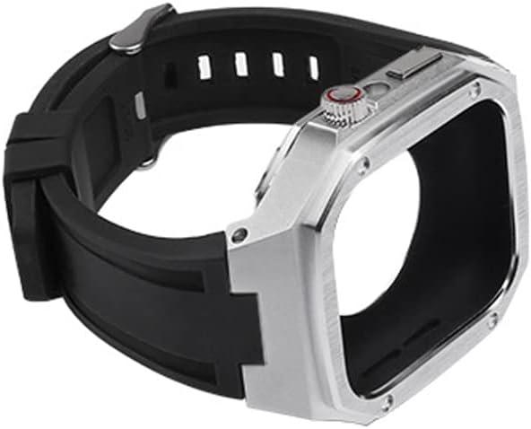 Kit de modificação Kavju Silicone Strap+Metal Case for Apple Watch Band 45mm 40mm 41mm 44mm WatchBand para Iwacth