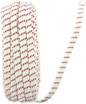 Mão um rolo de elástico de costura forte e densos brancos e vermelhos densos para bandas de cintura, bainhas, punhos - 9 mm de largura x 20 metros de comprimento