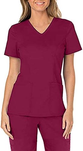Tops de roupas de trabalho Tops para mulheres Scrubs Top T-shirt de alerta em V Camiseta sólida camisetas