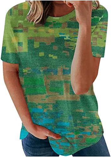 Tamas de camisetas para mulheres Tampas casuais de verão de manga curta gradiente de colorido de colorido