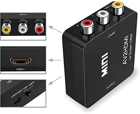 BD&M AV para HDMI Converter, RCA para HDMI, 1080p Mini RCA Composite CVBS Video Audio Audio Adapter
