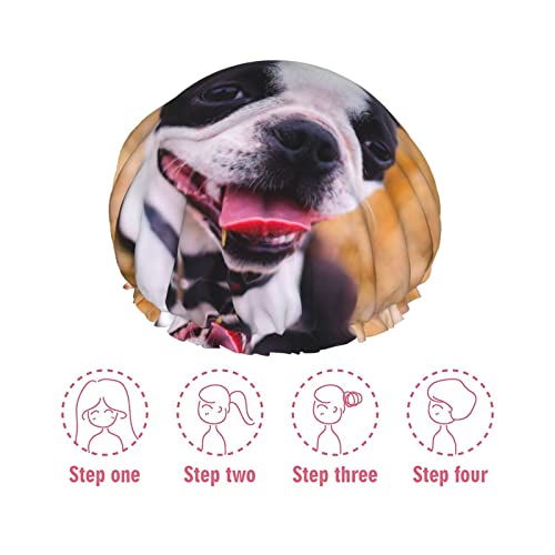 Adorável Boston Terrier Terrier Impresso Tampa de Cabelo Tampa Reutilizável Tapas Imperpermeáveis