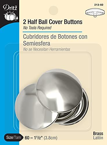 Dritz 213-60 Botões de tampa de meia bola, tamanho 60-1-1/2 polegadas, 2-sets