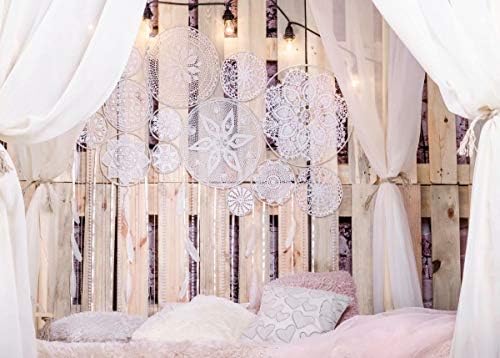 BELECO 7x5ft Tecido Boudoir Quarto Cenário Interior Design de Loft com travesseiros de cama Casografia de cortina