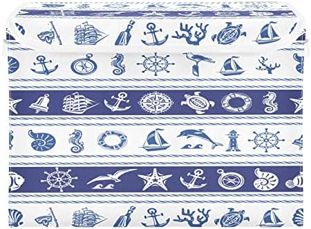 Junzan faz fronteira com símbolos azuis do mar náuticos caixas de armazenamento com tampas de