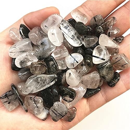 Ruitaiqin shedu 50g 2 tamanho de cabelo preto natural quartzo rutilado chip rock cura reiki cálculos e minerais