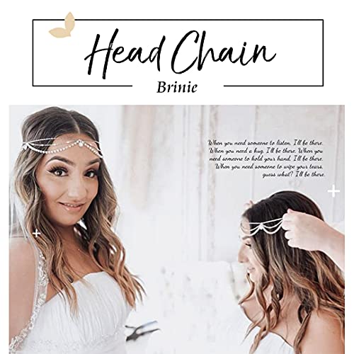 Brinie Crystal Head Chain Jewelry Gold Tassel Chain Chain capacete noivo Bandas de casamento Chain