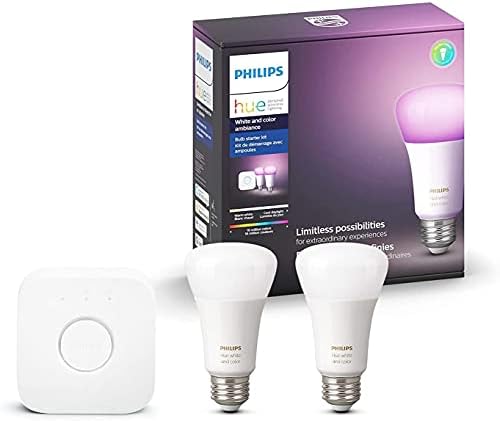 Philips Hue White and Color Ambiance Smart Light Starter Kit, inclui lâmpadas inteligentes de