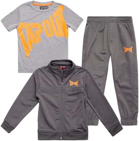 Tapout Boys 'Jogger Conjunto-camiseta de luta de 3 peças, moletom tricot e calça de moletom