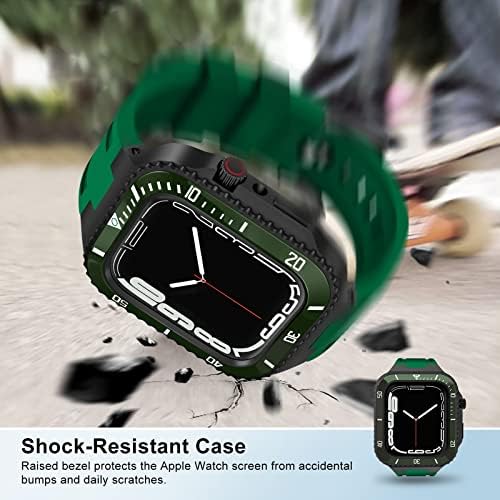 Kit de modificação Houcy para Apple Watch Serie 8 7 45mm 44mm Silicone Strap Rubber Bracelet Wrist