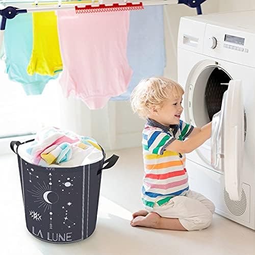 Cesta de lavanderia de Foduoduo A lua ou Lune Tarot Laundry cesto com alças Tortível Testable Sagão de armazenamento
