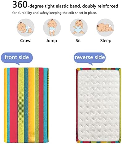 Mini-berço com tema de arco-íris vintage, lençóis de berço, mini-berço portáteis de berço Ultra Material