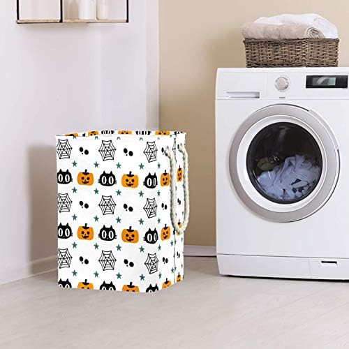 Deyya Cestas de lavanderia à prova d'água Alto resistente a halloween Cat Pumpkin Print para crianças