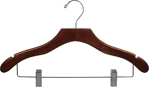 A Great American Hanger Company Wooden Combo Walnut Tincul Hanger com clipes e entalhes