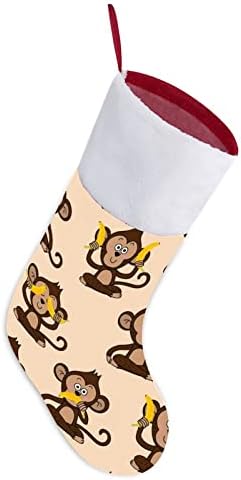 Monkey Love Banana Red Christmas Christmas Stagens Decorações de casa para lareira da árvore de Natal Meias