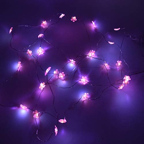 Luzes de cordas de fada operadas por bateria de flores Homeford, rosa, 10 pés e 30 LED