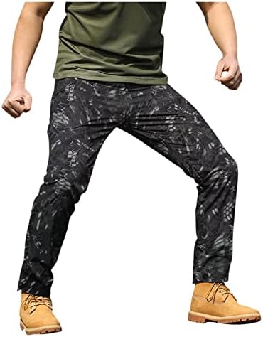 Calças táticas de camuflagem flexível masculina, calças de carga esticada resistentes a vários bolsos,