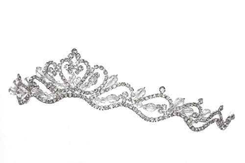 Samky Wavy Floral Design Floral Rios de Cristal de Cristal Wedding Tiara Crown T1166