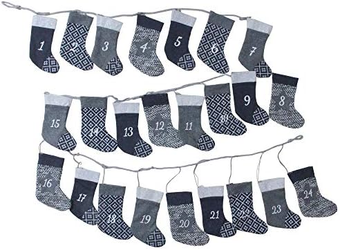 Northlight 96 'Blue and Grey Countdown Christmas Stocking Garland - Unbrit