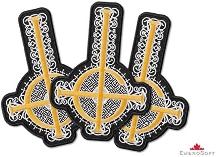Patch bordado da banda fantasma - símbolo cruzado de grucifixo com padrão - manchas de ferro de rocha - emblema