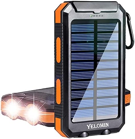 2 pacote 20000mAh Telefone carregador solar Banco de energia solar portátil com lanternas duplas
