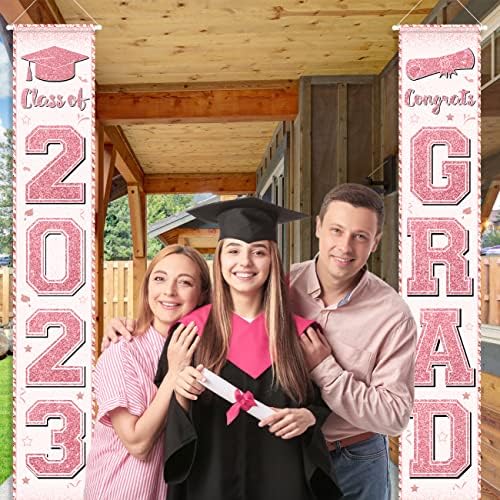 Graduação Decorações de festa da varanda Parabéns Class de pós -graduação de 2023 rosa rosa de ouro