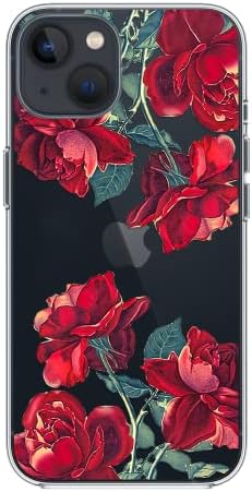 Fancycase iPhone 14 Plus Case -Women Girls Elegante Design de Flores de Rosa Vermelha Pretty Floral Padrão