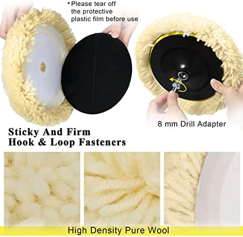 6 peças Pachotas de polimento de polimento de pó de lã Almofadas Captilhas de colisão da alça